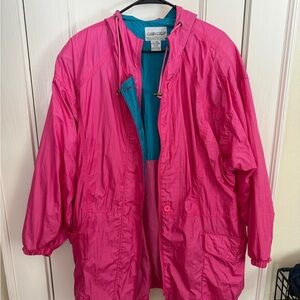 Vintage Hooded Cabin Creek Pink and Teal Jacket